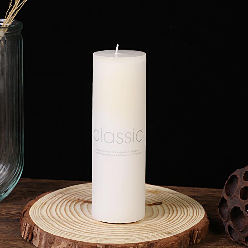 

Classic European Style Ivory White Large Cylinder Candle Odorless Romantic Wedding Hotel Decorative Pole Wax 7.0*15cm