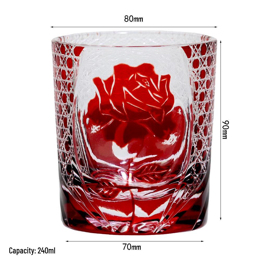 Edo Kiriko Hand-Carved Japanese Crystal Whiskey and Beer Glass Gift