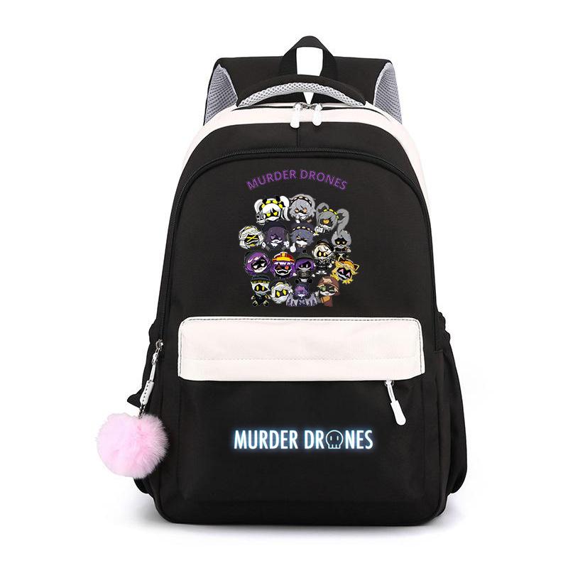 Murder Drones Backpack Teenager Daily Backpack Hot Anime High Capacity Rucksack Student Schoolbag Purple Bookbag Christmas Gift