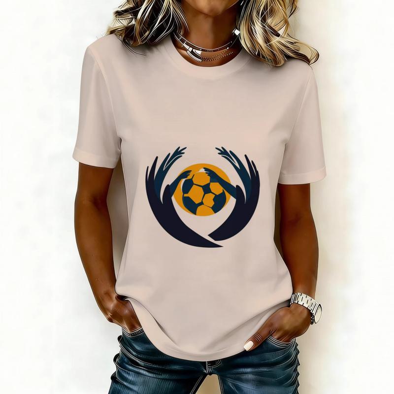2026 Casual Women's Short-Sleeve T-Shirt with USA-Canada-Mexico World Cup Football Match Print