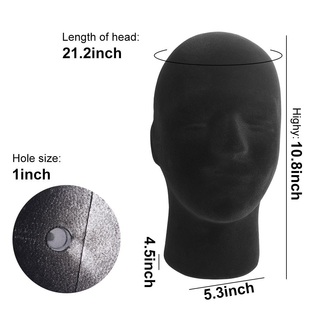 Wig Foam Head Model Black Color Display Stand Rack Male Mannequin Head  Photography Prop