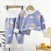 Baby Thermal Underwear Set With Cartoon Print High-Waist Warm Milk Silk Pajamas Toddlers 1-3 Years