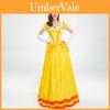 Elegante Vestido de Fantasia da Princesa Daisy com Luvas e Adorno de Cabeça para Diversão de Halloween