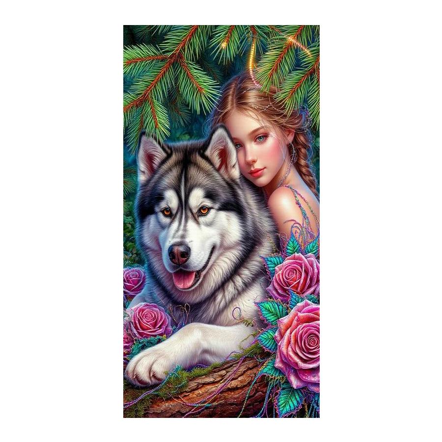 Women and Wolf Large Size Diamond Painting New Collection Wild Animals Diy Full Drill Rhinestone Embroidery Mosaic Cross Stitch Kits