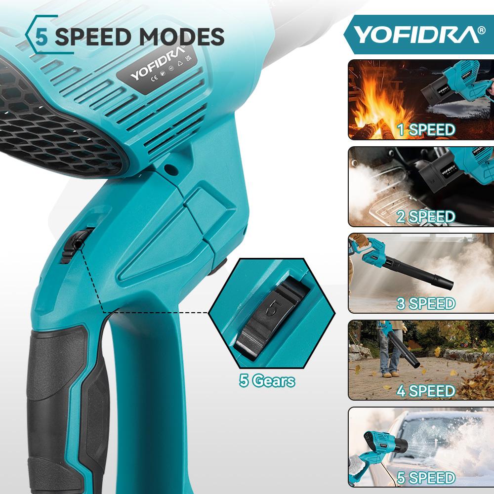Yofidra Bürstenloser elektrischer Turbo-Gebläse 2 IN 1 Turbo-Gebläse Jet-Gebläse Laub Staub Schnee Blasen Reinigungsgerät Für Makita Akku-Pin