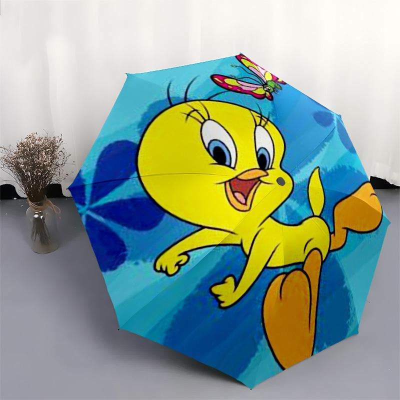 1pc Tweety Bird with Butterfly Umbrella with Plastic Handle,Cartoon Pattern,Suitable for All Seasons Multi-functional Umbrella467