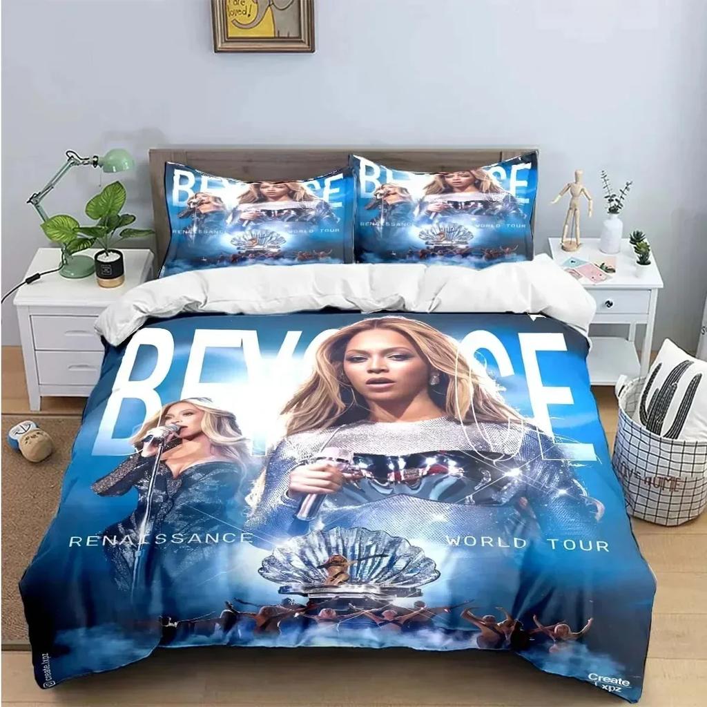 Luxury New 3D Print Pop Female Singer B-Beyonce Bedding Set Boys Girls Duvet Cover Pillowcase Boys Adult Home Textileextile