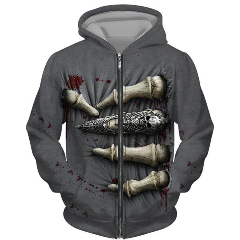 

Мужская толстовка с 3D-принтом дьявольского черепа, весна 2026, больших размеров 3XL