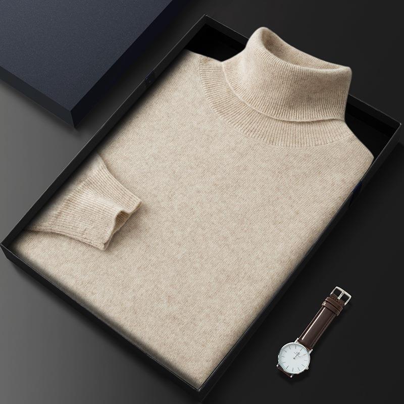2025 Classic Solid Color Men's High Neck Loose Cashmere Sweater Pullover Knitwear