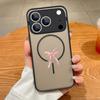 Coque Magnétique Motif Laçage Rose Pour iPhone 17 17e 16e 16 15 Pro 14 13 Pro Max Pour Magsafe Coque Rigide en PC Mate Translucide