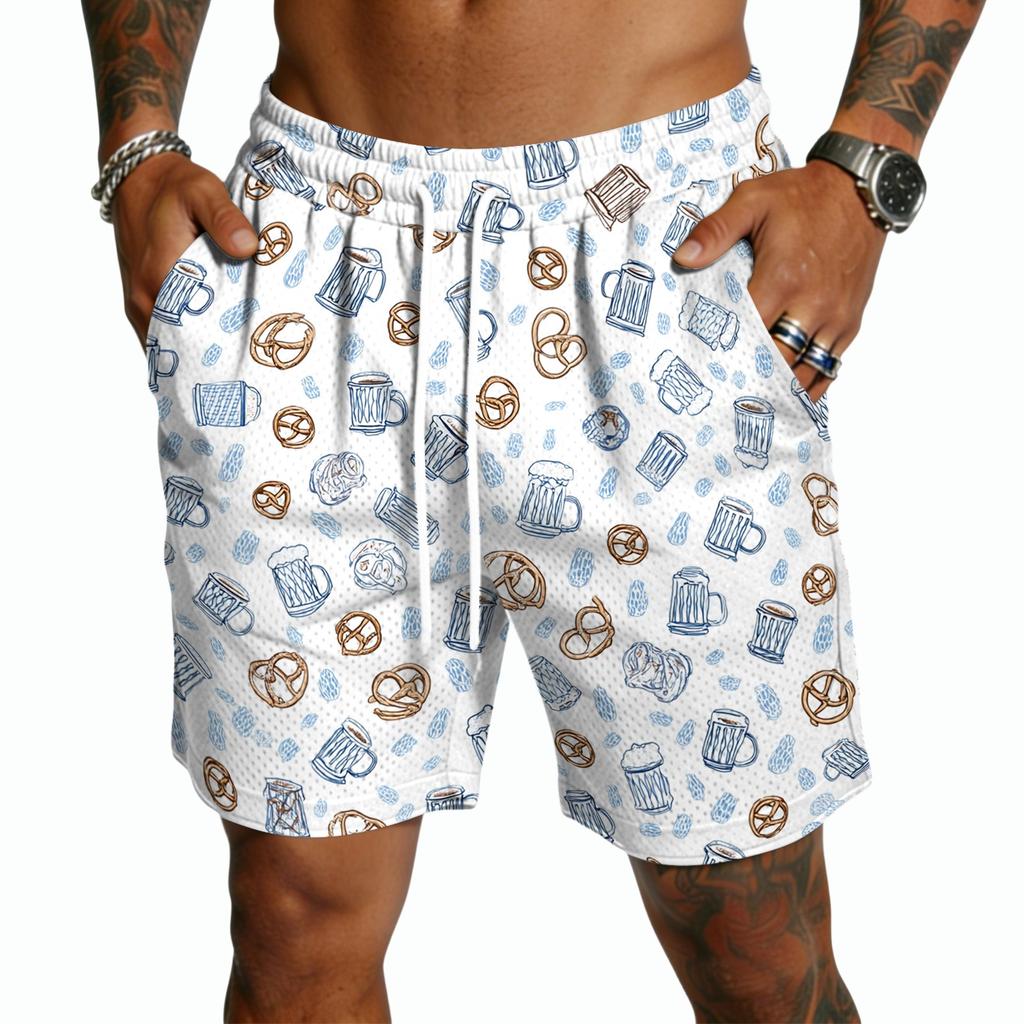 Herren Freizeitshorts mit Print und Kordelzug, Leicht, Schnelltrocknend, 5 Zoll Schrittlänge