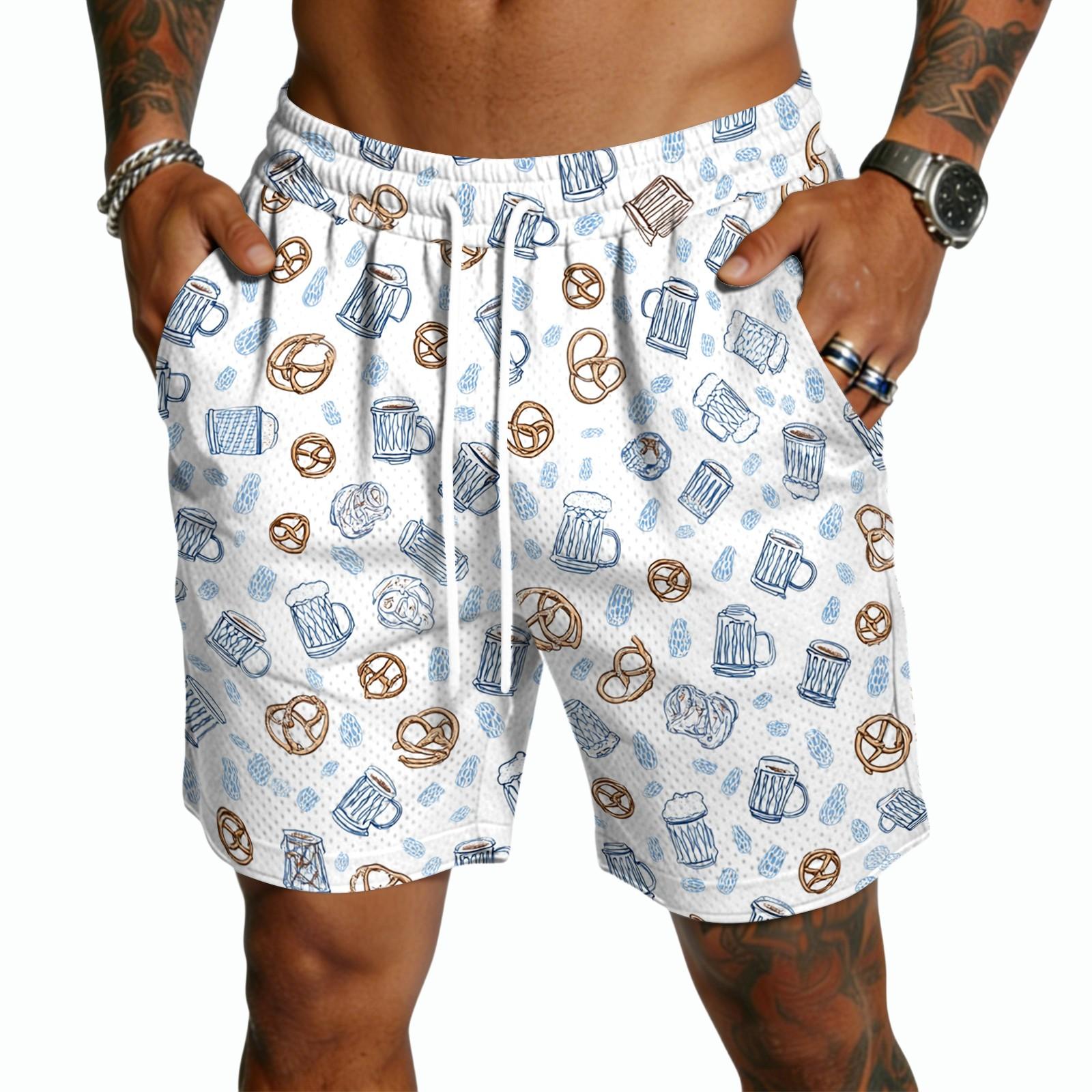 Men s Casual Print Drawstring Shorts, Lightweight Quick-Dry 5-Inch Inseam S