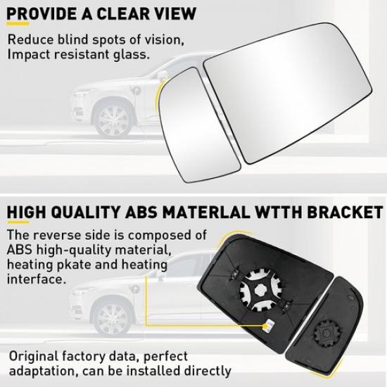 Mirror UpperLower Glass Driver Left For LH Side Ford Transit Van 150 250 350 HD