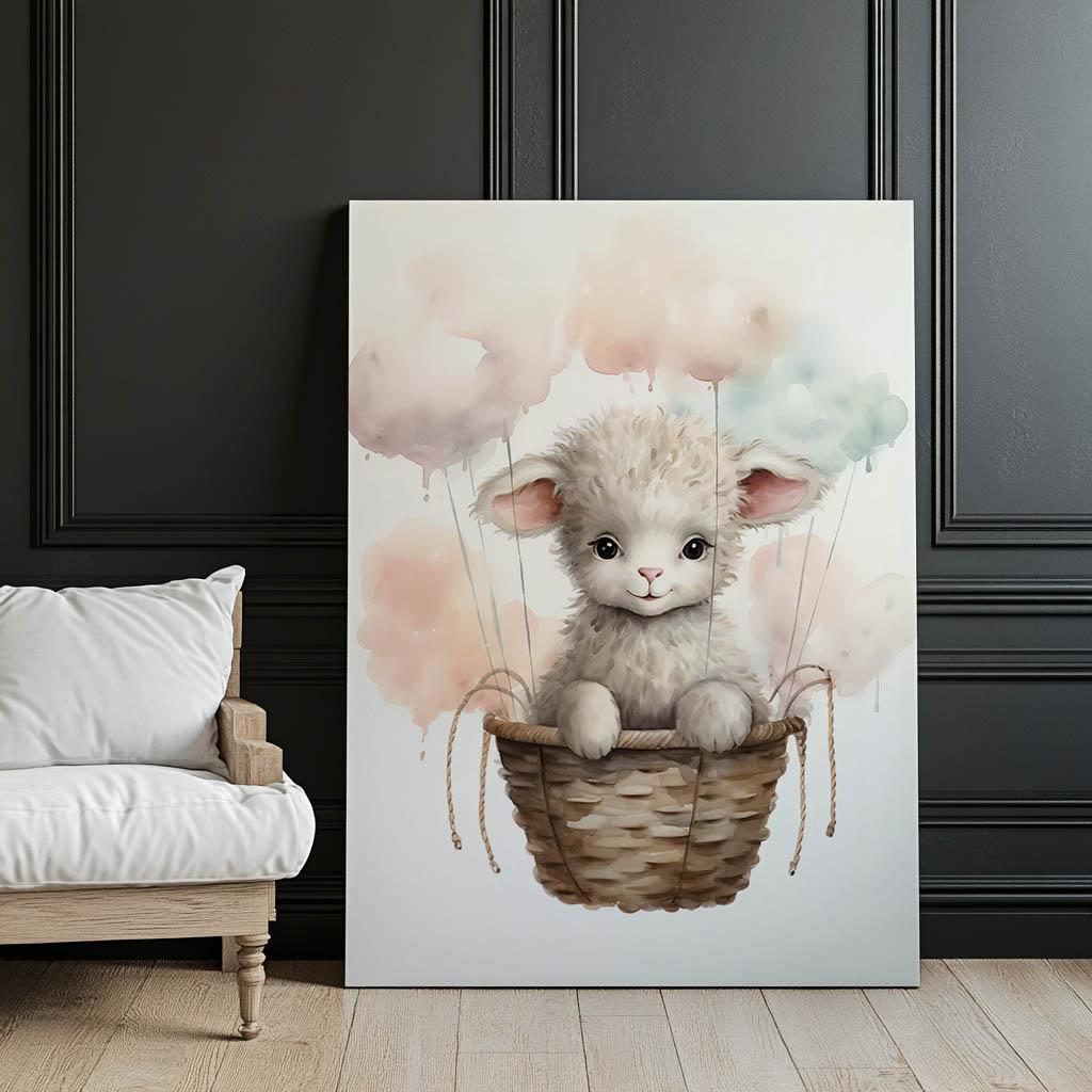Sheep On a Cloud Walk Sheep On a Cloud Walk, 50X70 Cm, Unframed, Premium Canvas On Stretcher