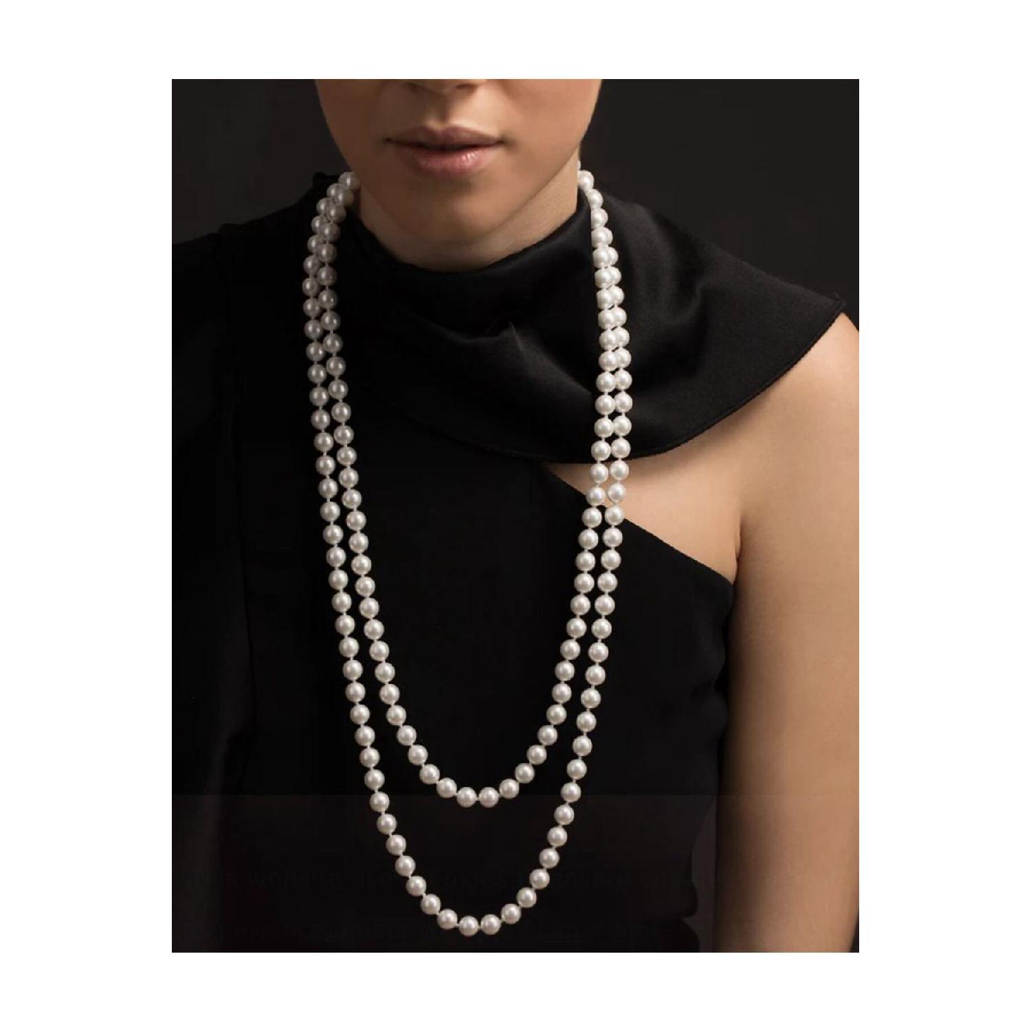 

Design Long Pearl Necklace Cream Color вершковий