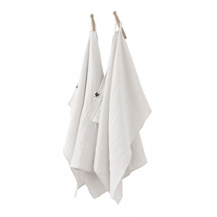 Set of 2 "Gaïa" Hand Towels 50 X 70 Cm "Cotton Gauze" - Gaïa Chantilly