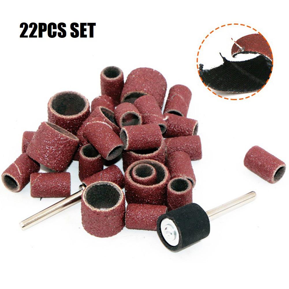 22Pcs Sanding Ring Sanding Drums Kit With Rod Abrasive Drill Rotary Tool Sanding Drum Polishing Grinding Head Sandpaper Ring
