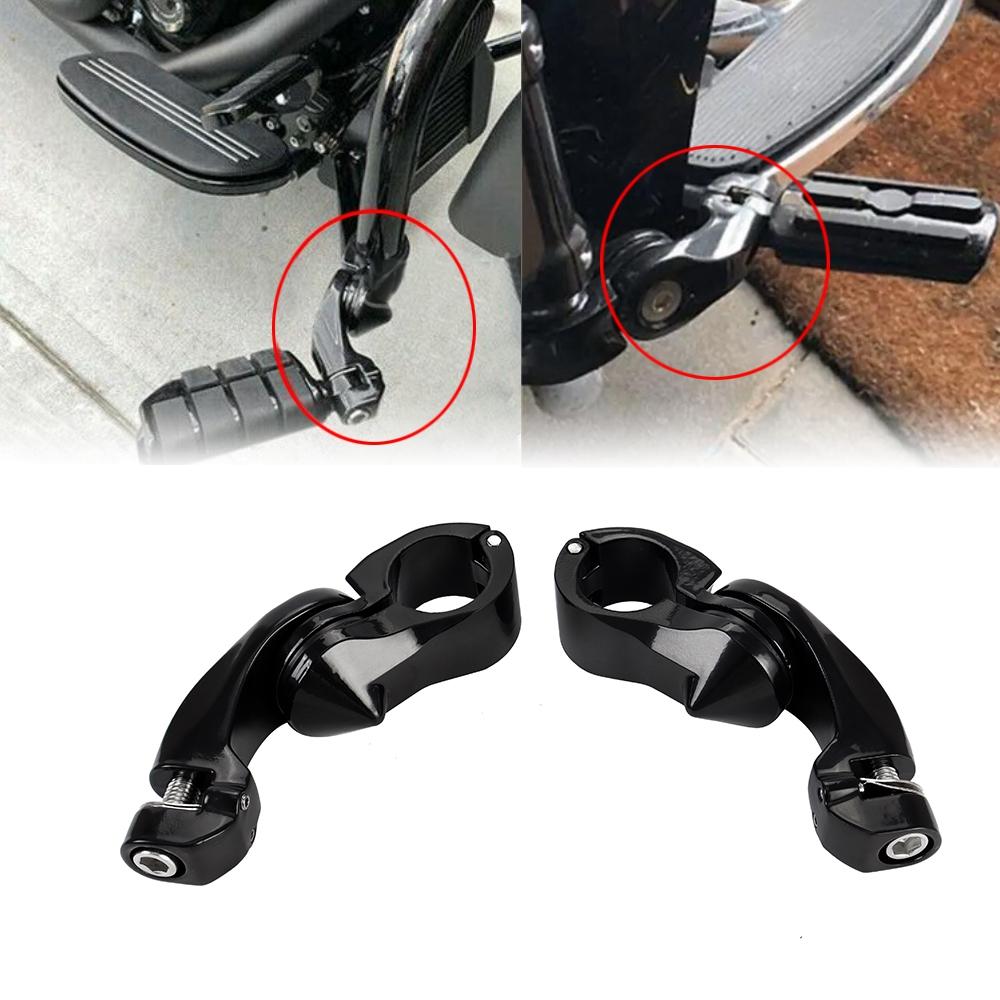 Motorcycles Male Mount-Style Chrome 1 1/4" Foot Peg Adapter Engine Guard Footrests Mount Clamps for Harley Softail Cafe Racer