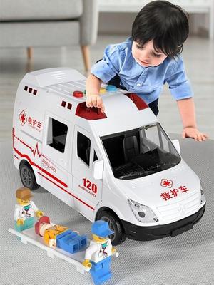 Children's 120 Ambulance Toy Can Open The Door Music Story Simulation Inertia 110 Police Car Boy Car