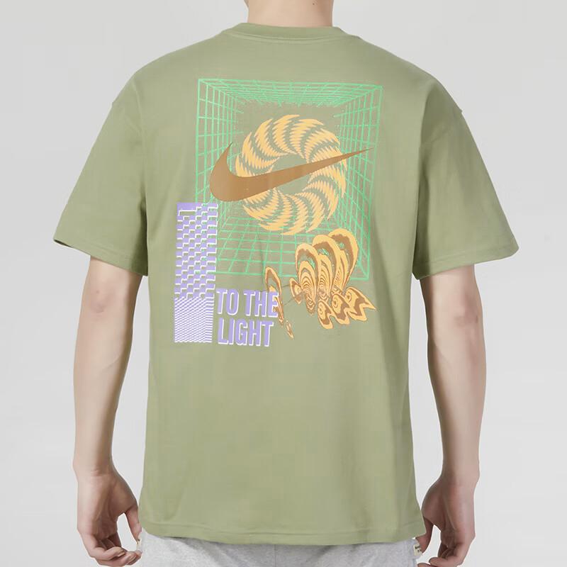 Nike Logo Print Sports Fitness Training Crew Neck Short Sleeve T-Shirt Men Tops Green FB9787-386