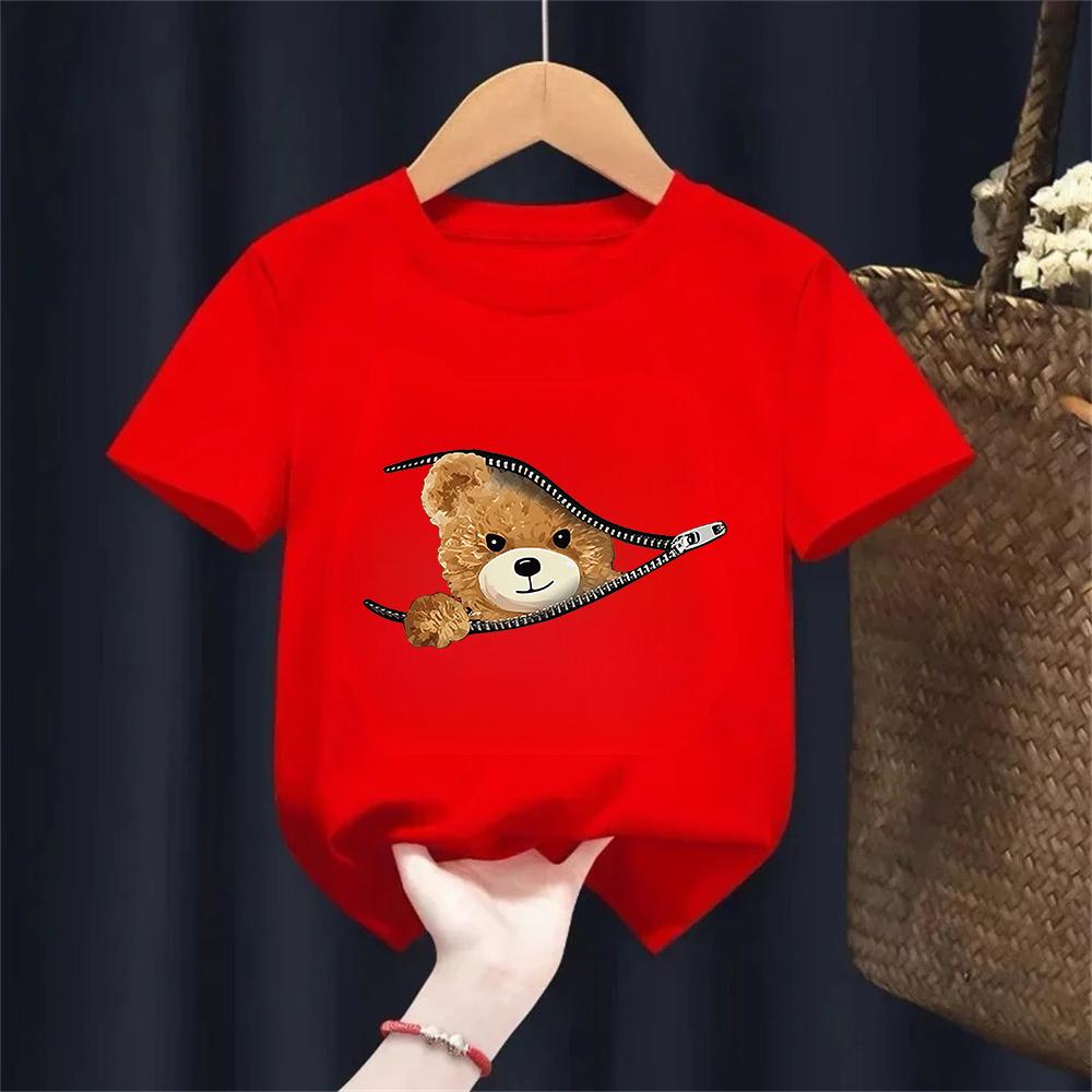 Short Sleeve Fashion Bear Funny Y2k T Shirts Manga Kids Childrens Tshirt Boys Girls Summer Spring Casual Top Tee Shirt