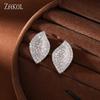 ZAKOL Simple Leaf Shape Micro-set CZ Zircon Stud Earrings Exquisite Fashion Charm Jewelry Gift For Women Girls