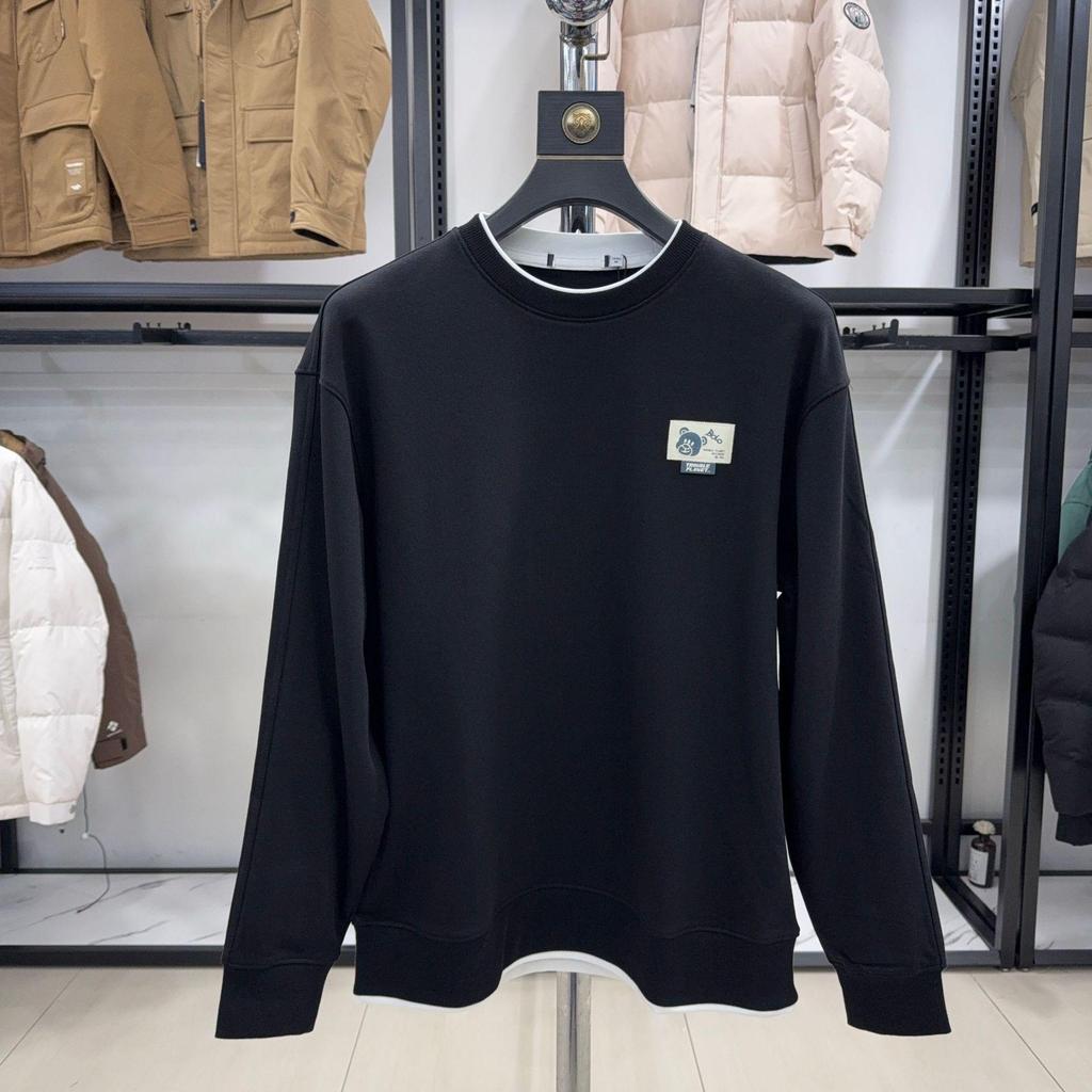 H Family 84% Cotton Autumn Round Neck Long Sleeve Hoodie for Mid-Age and Youth - Solid Color, Casual Warm Base Layer (3Y073A)