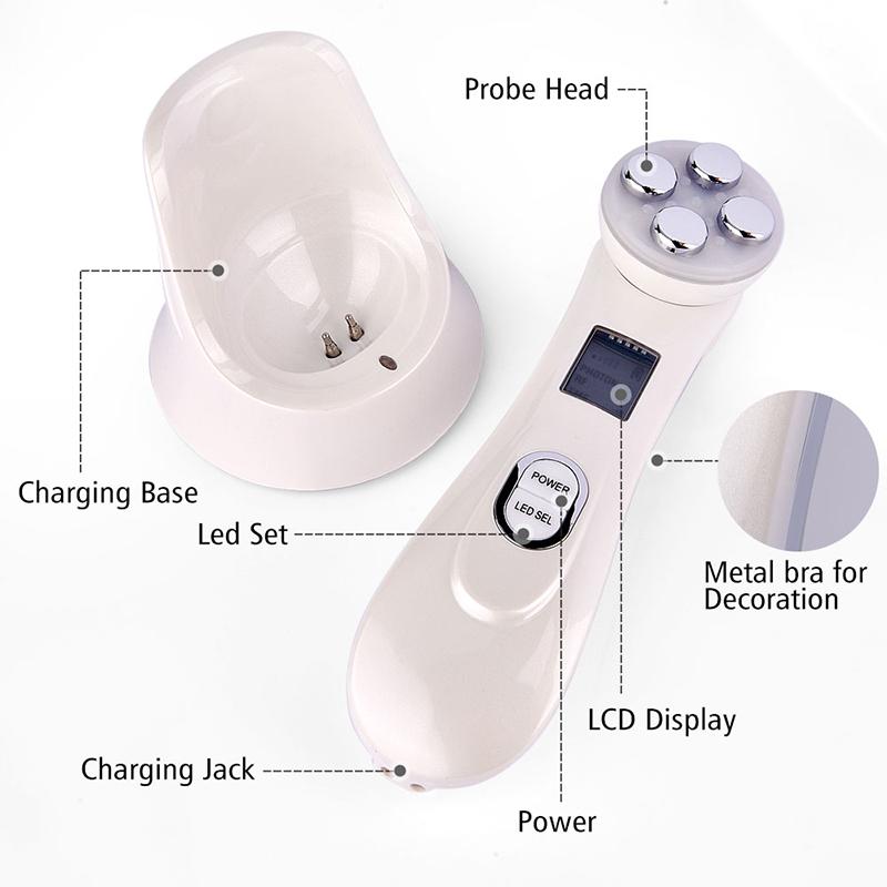 LED Photon Radio Frequency Face Skin Tightening Machine Anti-Wrinkle Ion Microcurrent Facial Massager Beauty Personal Care