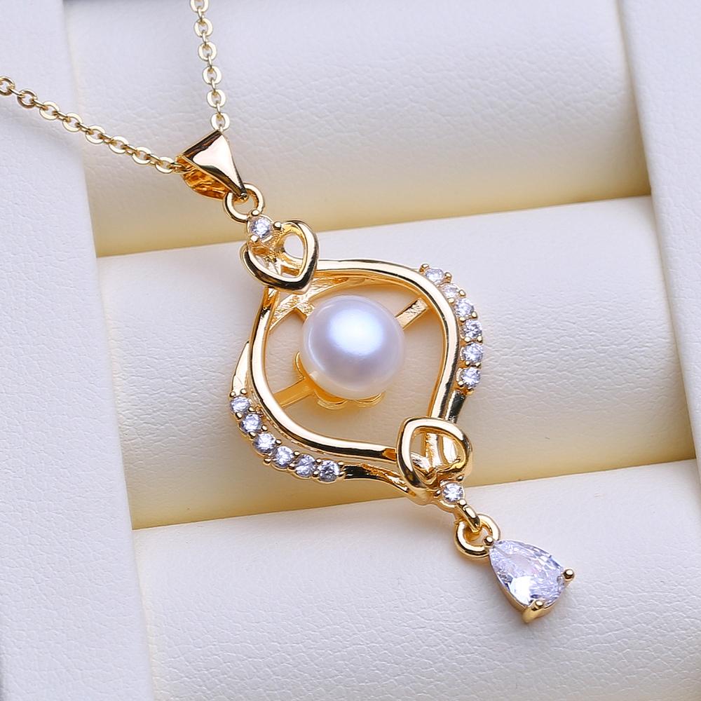 LSOOYH Collane di Gioielli con Perle d'Acqua Dolce Naturali per Donna Elegante Pendente a Fiore Color Oro Regalo di Compleanno
