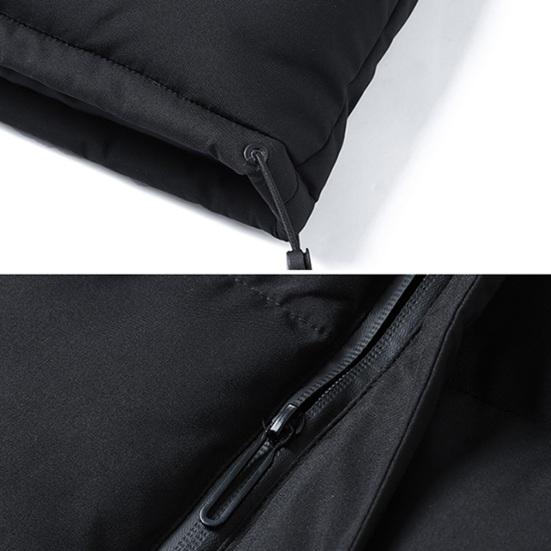 Men Cotton Vest Stand Collar Sleeveless Warm Elastic Hem Windproof Waistcoat Solid Color Zipper Buttons Placket Thickened Vest Coat with Pockets