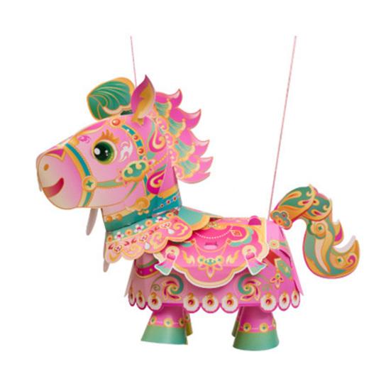 

Рік Коня Набір Матеріалів для Ліхтарика DIY Набір Ліхтарика з Обертовою Головою, Рухомими Деталями та Вбудованими Світловими Ефектами Традиційна Зодіакальна Прикраса рожевий