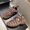 Platform Sneaker Men's Tire Sole Designer Chunky Running Shoes British Retro Luxury Microfiber Leather Shoes  Chaussure Homme