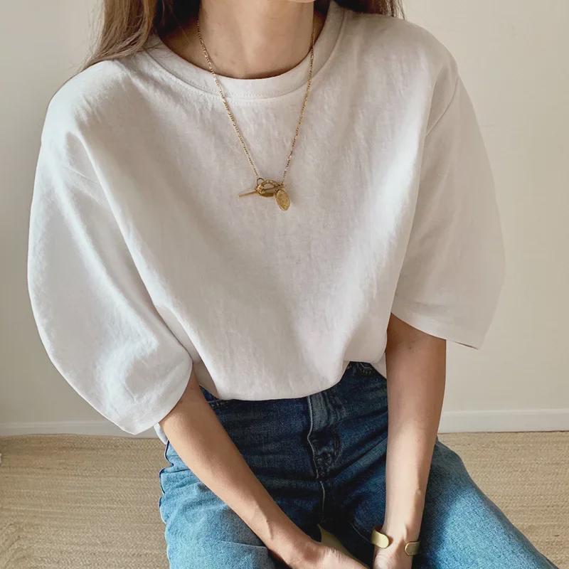 Korean Dongdaemun INS Style Casual Bubble Sleeve T-Shirt for Women