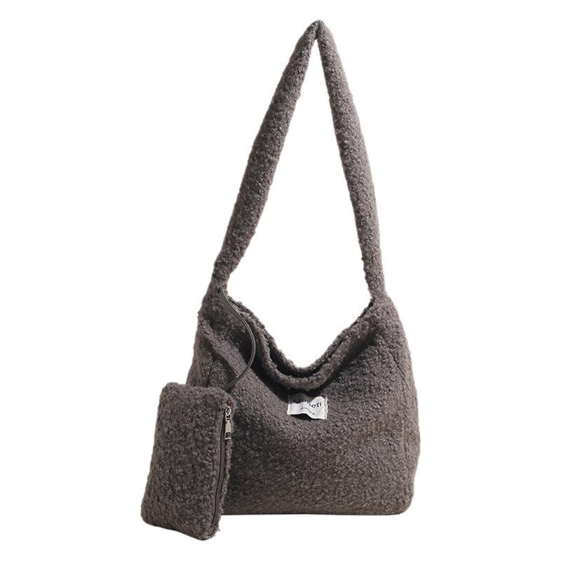 Plush Shopping Out of the Street Tote Bag Portable Shoulder Bag Women's New Birthday Gift Girls Fluffy Messenger Square Bag