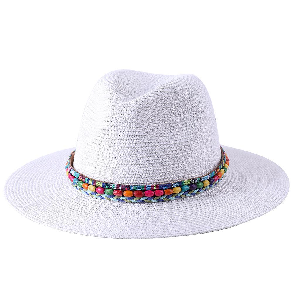 2022 Summer Hat for Women Men Wide Brim Panama Sun Straw Hats Travel Beach Jazz Fedora Hat