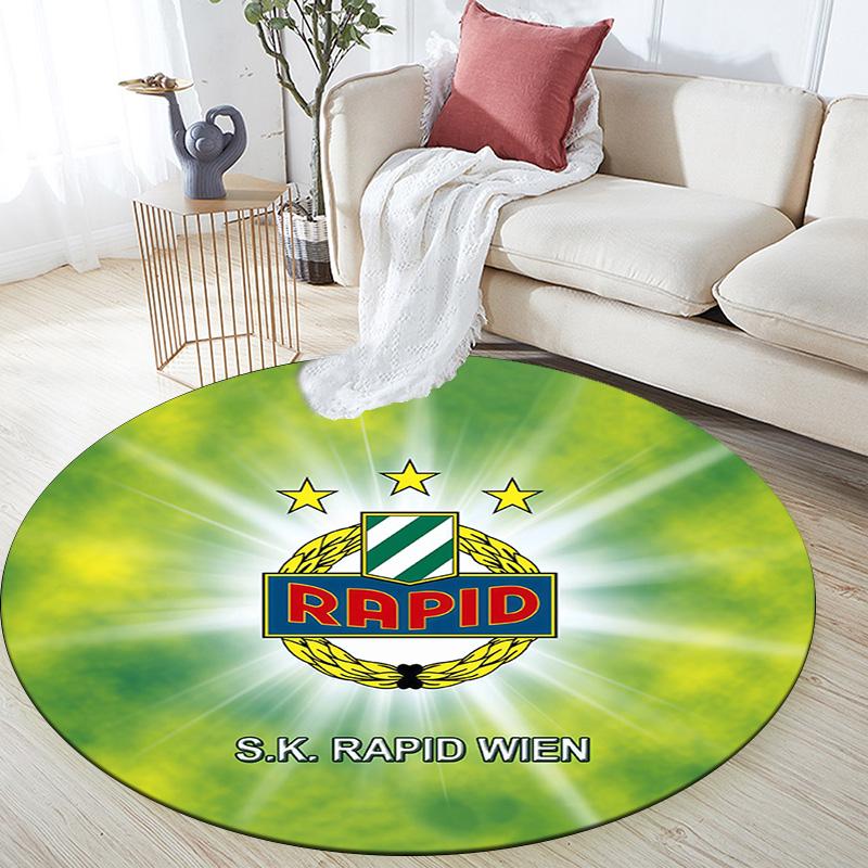 SK Rapid Wien Round Area Rug,Carpet Rug for Living Room Bedroom Sofa Playroom Decor,Non-slip Floor Mat