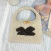 Horn Button Knitted Handbag Flower Phone Bag Casual Knitted Wrist Bag  Travel