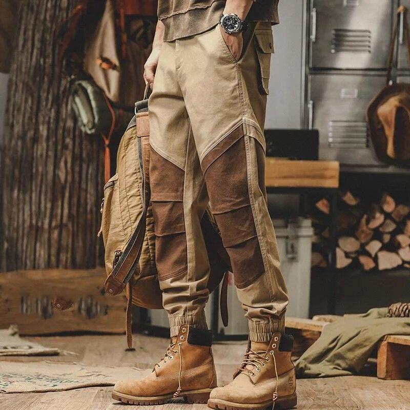 

Новые осенне-зимние модные брендовые леггинсы в стиле американского ретро с контрастными цветными завязками, свободные и универсальные красивые повседневные мужские брюки XXXL хаки