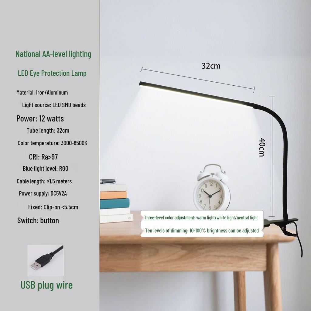 High Brightness Eye-Protection LED Clip-On Desk Lamp for Study and Nail Art