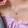IF ME Simple Butterfly Silver Necklace for Women Chain Pink Crystal Choker Accessories Jewelry