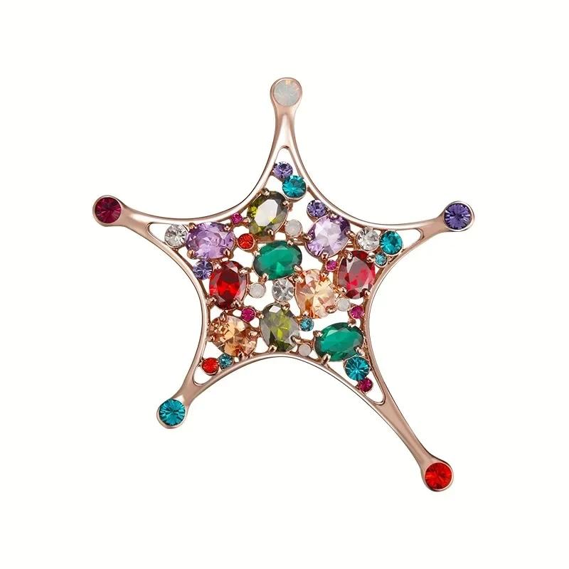 Women Men Fashion Luxury Sea Star Shining Crystal Brooches Decoration Exquistie Elegant Lady Classic Suit Clothing Badges Pins