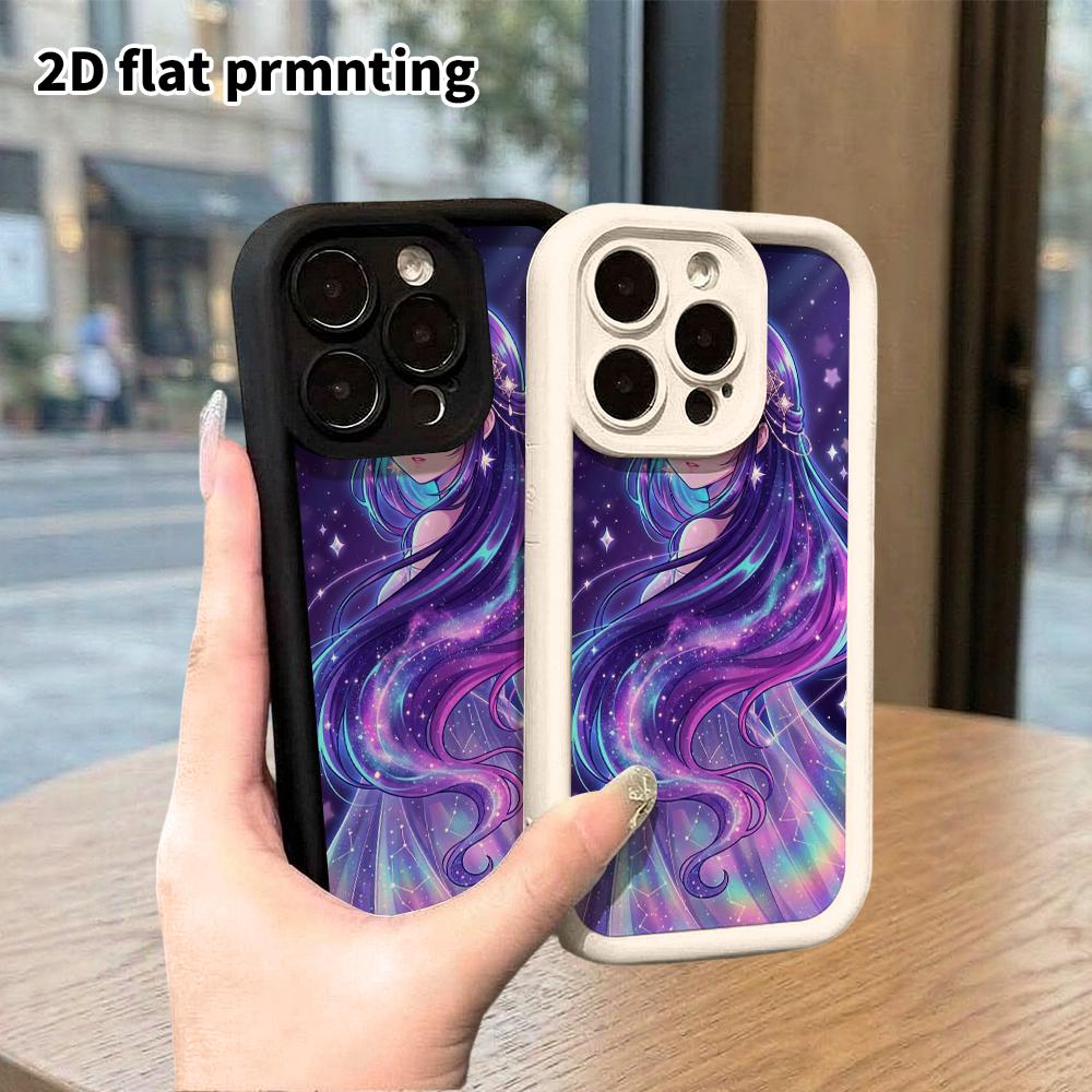 Phone case: 2D flat design suitable for iPhone 18 17 16 15 14 13 Pro tiered protective case, crown girl, Christmas and Halloween holiday gift