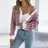 Women's Fashion Casual Contrast Plaid Long Sleeve Pullover Sweater