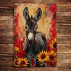 Placa de Lata Retro Burro Girassol 8x12 Arte de Parede Metálica Vintage Decoração de Casa