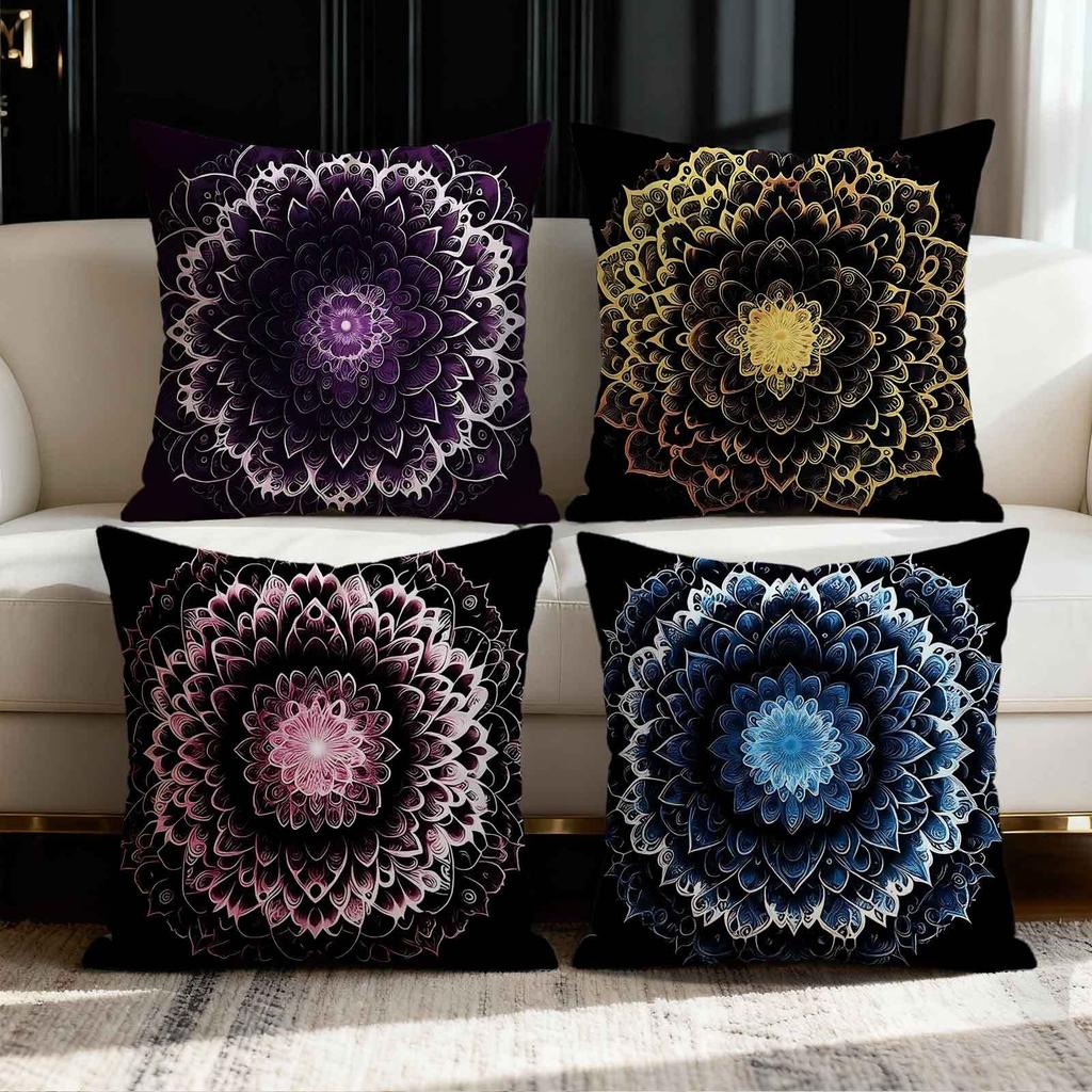 Exquisite Mandala Pattern Digital Printing Pillow Cover Short Plush Suitable Living Rooms Bedrooms Sofas Throw Cushion Cover