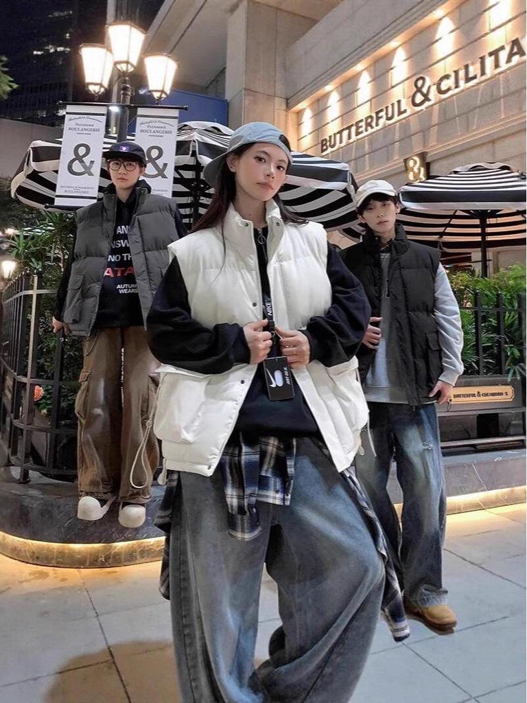 Unisex Winter Warm Down Vest: Sleeveless, Stand-up Collar, Casual Workwear Jacket