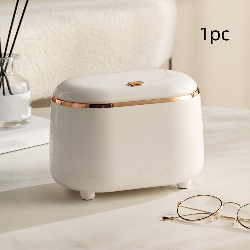 1Pc/Light Luxury Press-Type Desktop Trash Can, Mini Compact Portable Storage Bin for Desktop Cleaning