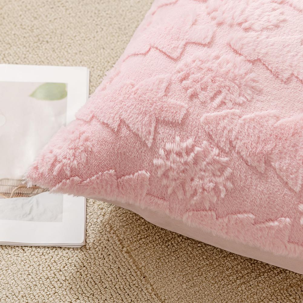 Christmas Tree Pillow Cover Soft Decorative Cushion Cover Fluffy Snowflake Pillowcase for Winter Holiday Decoration