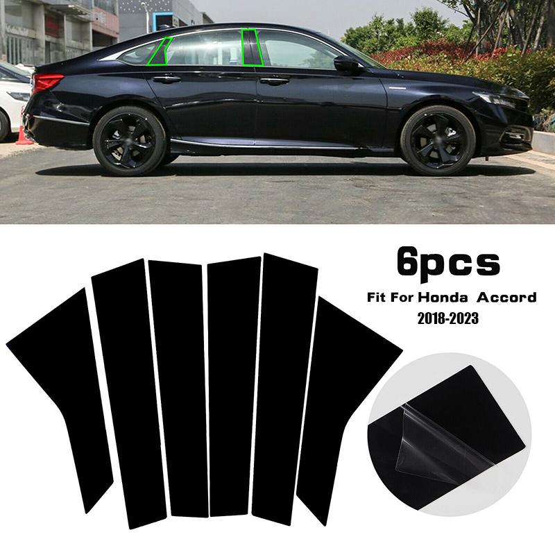 6pcs/set Car B Pillar Trim Stickers Window Column Post Decorative Cover Protective Film for Honda Accord Sedan 2018-2022