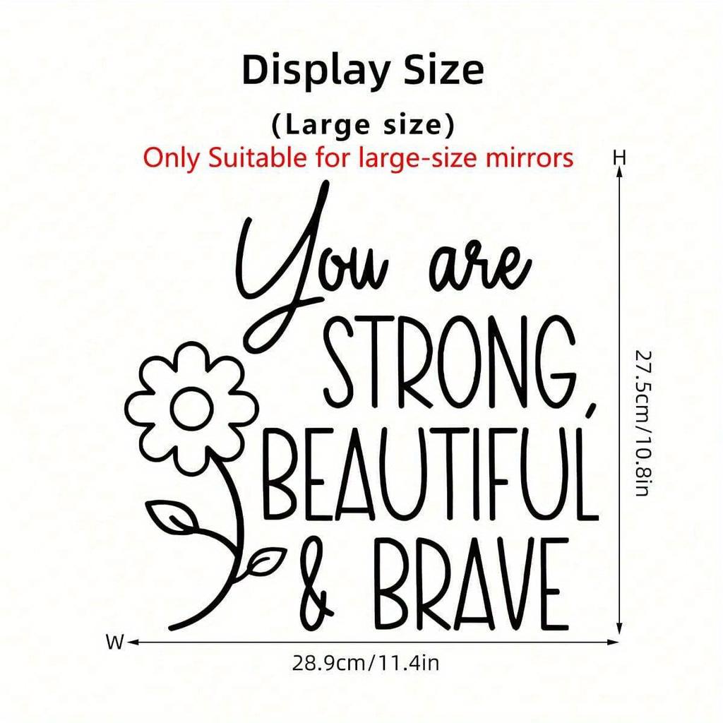 BRUP Affirmation Cards"You Are Strong Beautiful Brave"English Mirror Stickers For Bedroom Cloakroom Window Decoration Wall